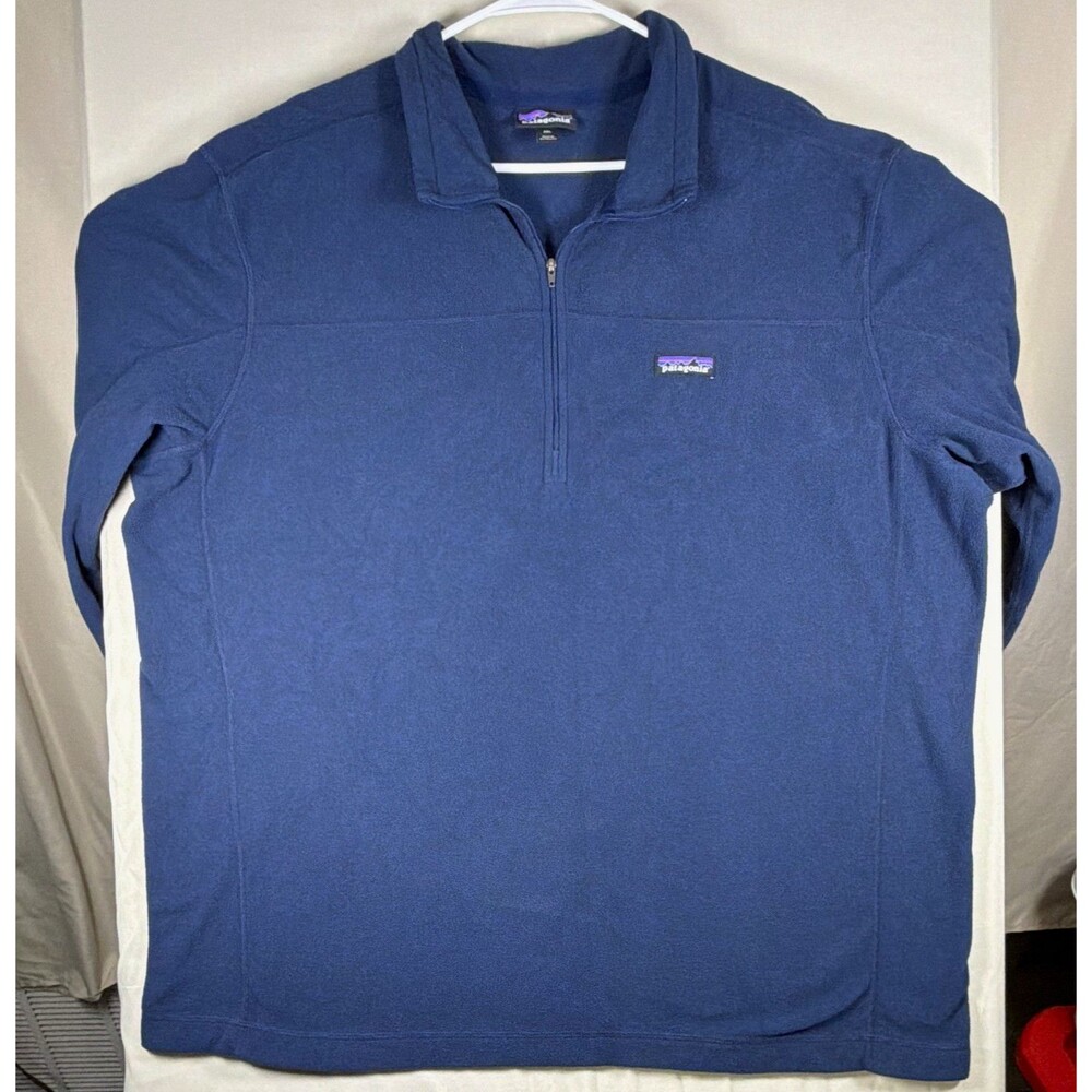 Patagonia Men's 3XL Navy Blue Fleece Quarter Zip Pullover Jacket Hiking Outdoors
